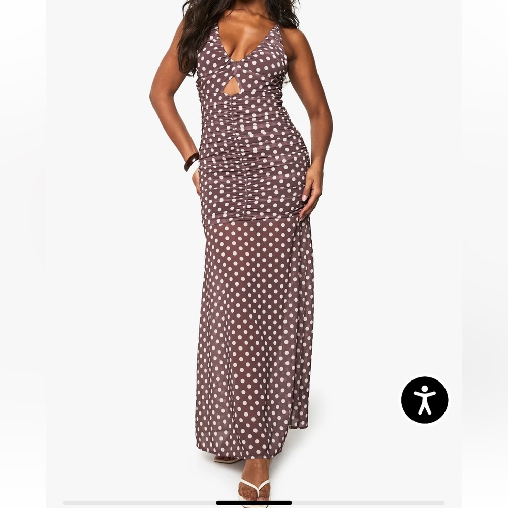 Chocolate brown Polka Dot Maxi Dress